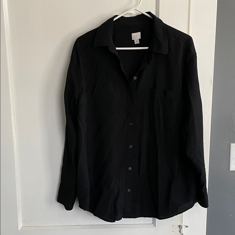 a new day Black Collared Button Shirt
